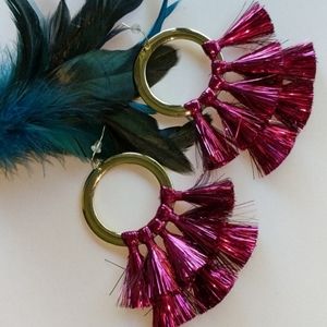 Anna & Ava hot pink tassels earrings